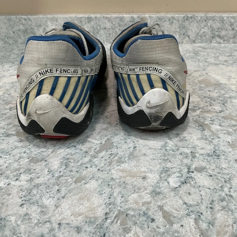 Nike Fencing Shoes Ballestra Size 11 Blue White Red Asymmetric Lacing Athletic